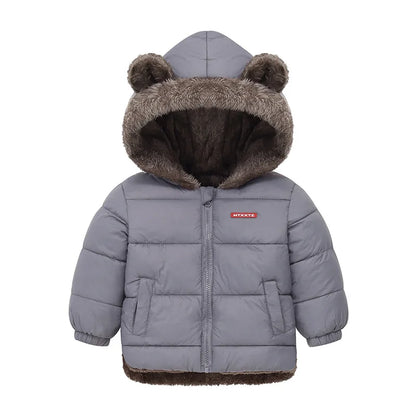 Kids Hooded Puffer Jacket | Boys & Girls | Bear Ears | Fleece Lined Winter Coat | Steven & Levon