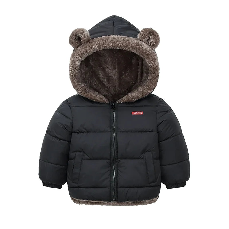 Kids Hooded Puffer Jacket | Boys & Girls | Bear Ears | Fleece Lined Winter Coat | Steven & Levon