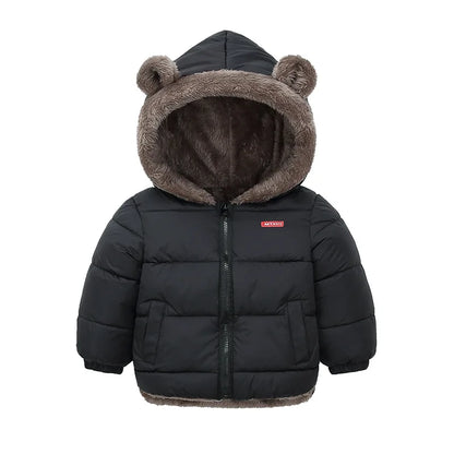Kids Hooded Puffer Jacket | Boys & Girls | Bear Ears | Fleece Lined Winter Coat | Steven & Levon