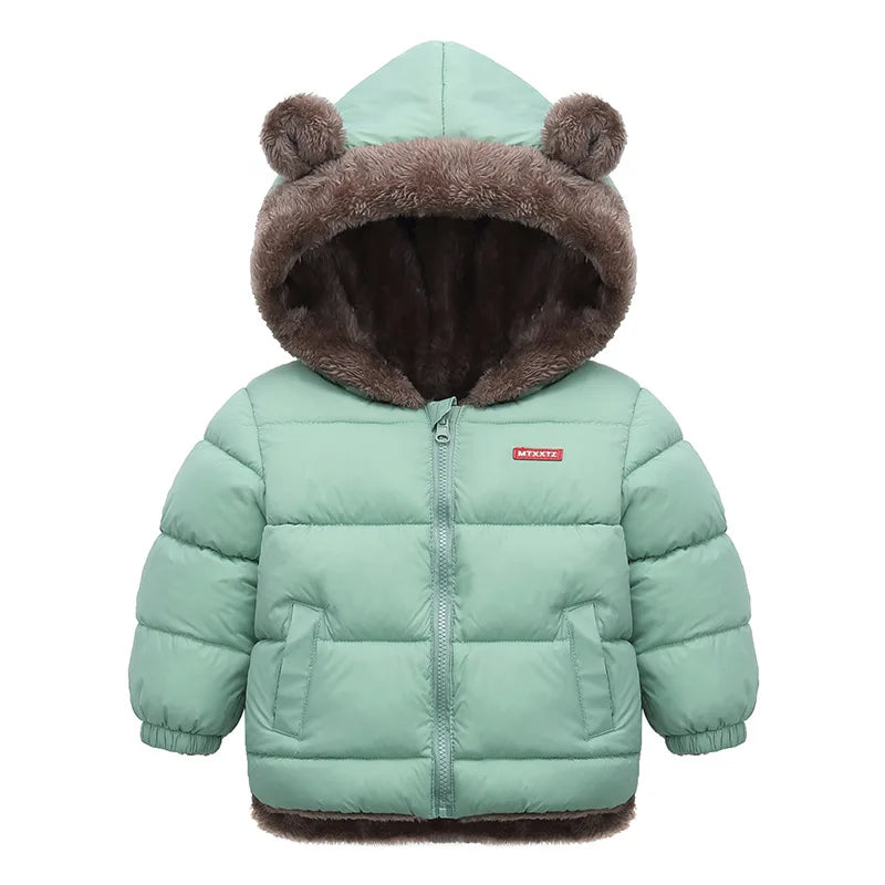 Kids Hooded Puffer Jacket | Boys & Girls | Bear Ears | Fleece Lined Winter Coat | Steven & Levon