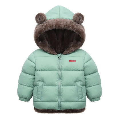 Kids Hooded Puffer Jacket | Boys & Girls | Bear Ears | Fleece Lined Winter Coat | Steven & Levon