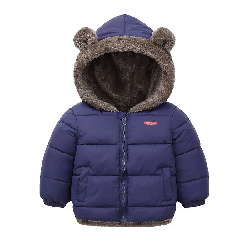 Kids Hooded Puffer Jacket | Boys & Girls | Bear Ears | Fleece Lined Winter Coat | Steven & Levon
