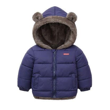 Kids Hooded Puffer Jacket | Boys & Girls | Bear Ears | Fleece Lined Winter Coat | Steven & Levon