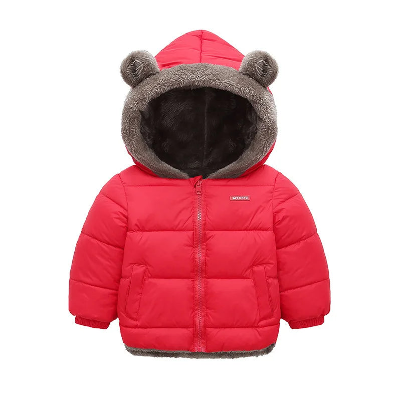 Kids Hooded Puffer Jacket | Boys & Girls | Bear Ears | Fleece Lined Winter Coat | Steven & Levon