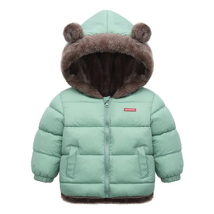 Kids Hooded Puffer Jacket | Boys & Girls | Bear Ears | Fleece Lined Winter Coat | Steven & Levon