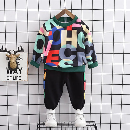 Kids Letter Print Sweatshirt & Jogger Set | Boys & Girls | Casual Tracksuit | Steven & Levon