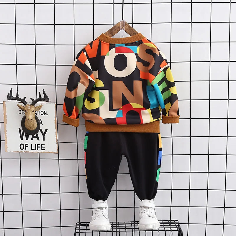 Kids Letter Print Sweatshirt & Jogger Set | Boys & Girls | Casual Tracksuit | Steven & Levon