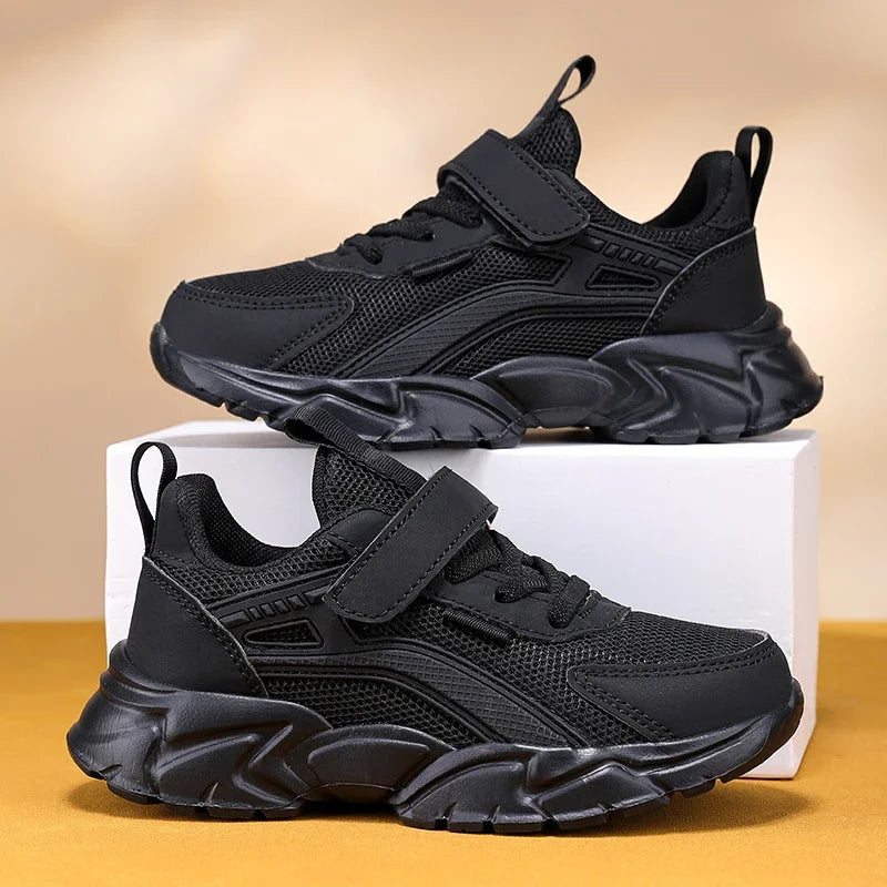 Kids Breathable Mesh Sneakers | Hook & Loop School Running Shoes | Lightweight Trainers | Steven & Levon