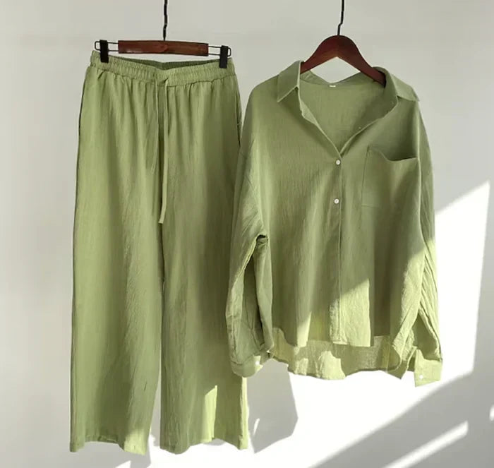Geneve Women's Linen Summer Set | Lightweight Two Piece Co-ord Outfit | Steven & Levon
