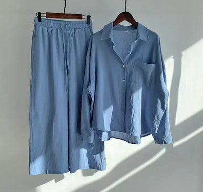 Geneve Women's Linen Summer Set | Lightweight Two Piece Co-ord Outfit | Steven & Levon