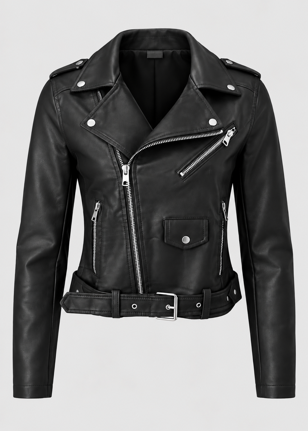 Women's PU Leather Jacket | Biker Jacket | Women | Zip Front & Padded Design | Steven & Levon