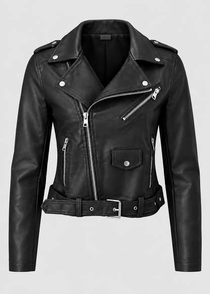 Women's PU Leather Jacket | Biker Jacket | Women | Zip Front & Padded Design | Steven & Levon