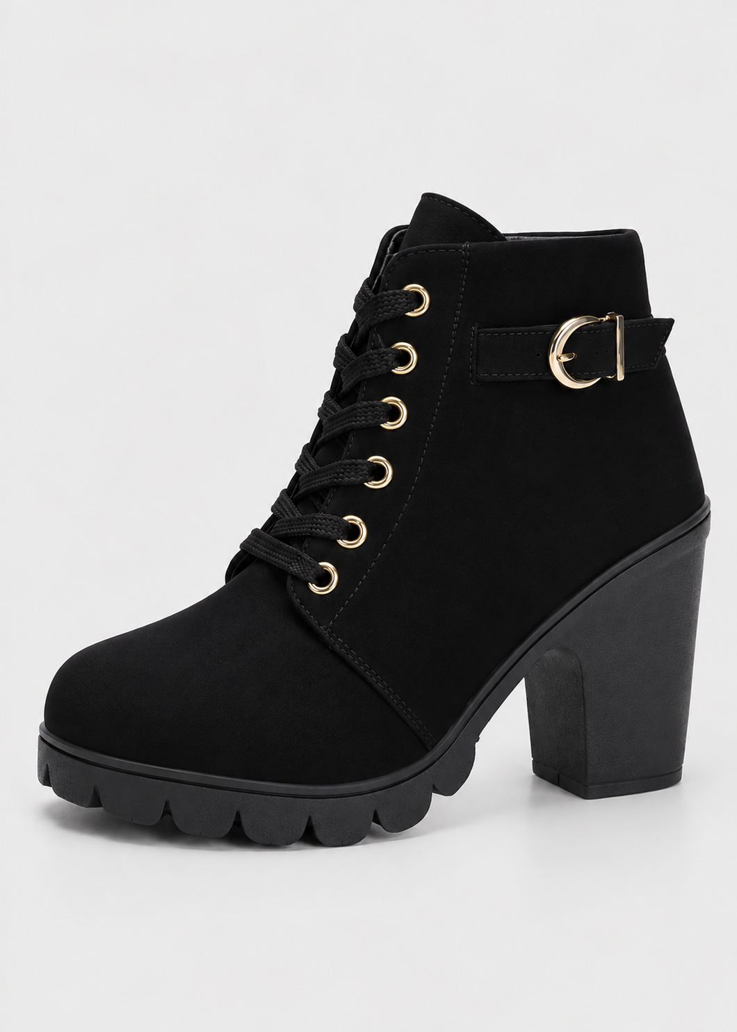 Block Heel Lace-Up Ankle Boots for Women | Side Zip | Combat Style | Steven & Levon