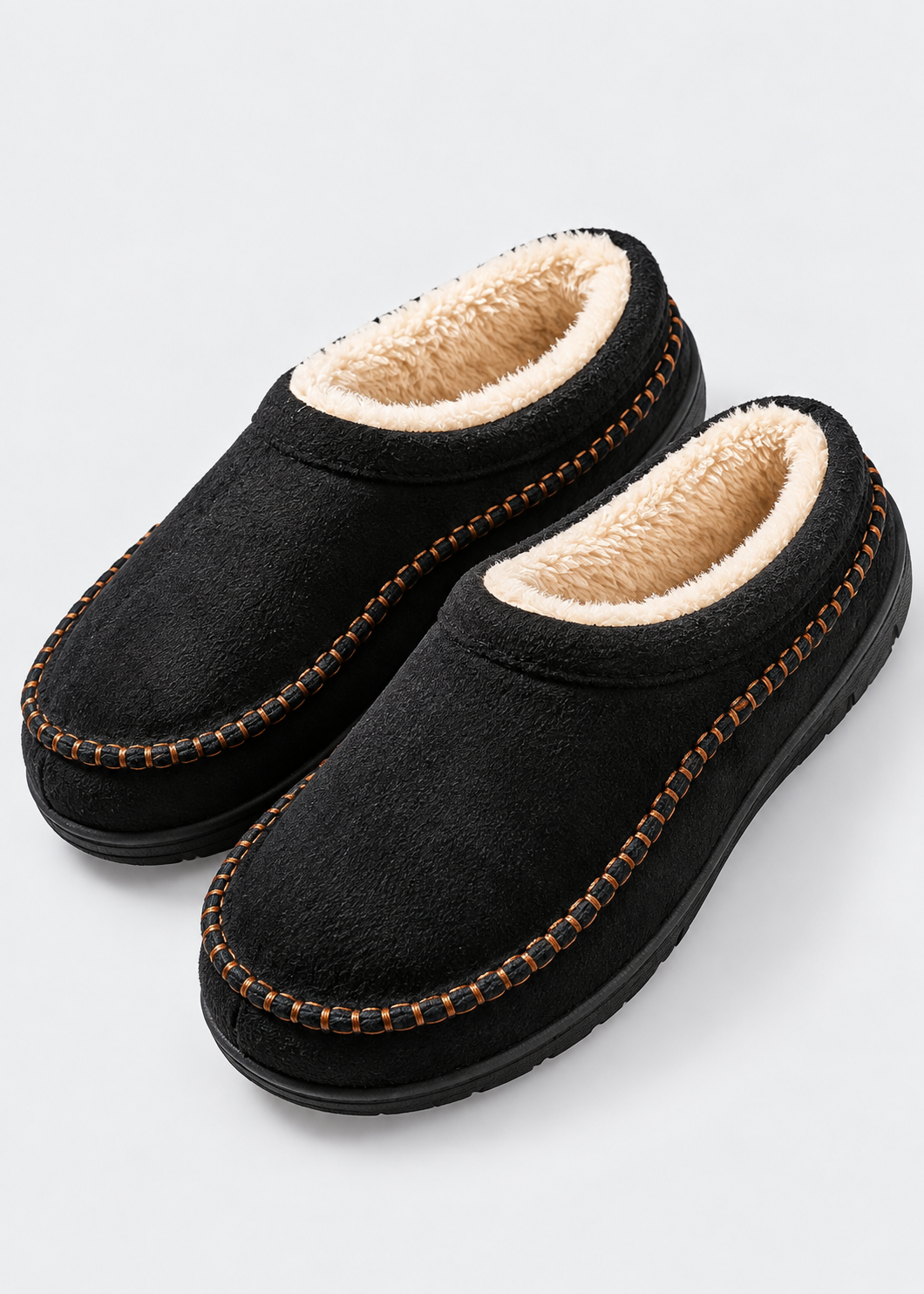 Men's Faux Suede Slippers | Short Plush Insole | TPR Sole Indoor House Shoes | Steven & Levon