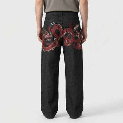 Bloomstride - Wide-Leg Embroidered Street Style Jeans  Everyday Street Styling