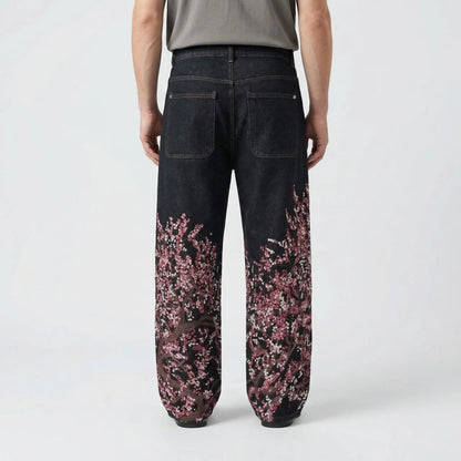 Bloomstride - Wide-Leg Embroidered Street Style Jeans  Everyday Street Styling
