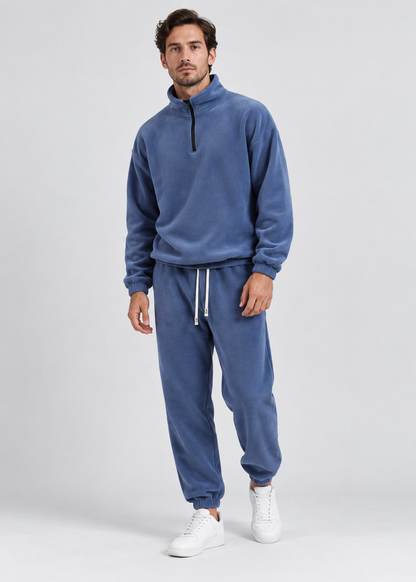 Men's Fleece Tracksuit | Stand Up Collar | Training Jacket and Jogger Trousers Set | Steven & Levon