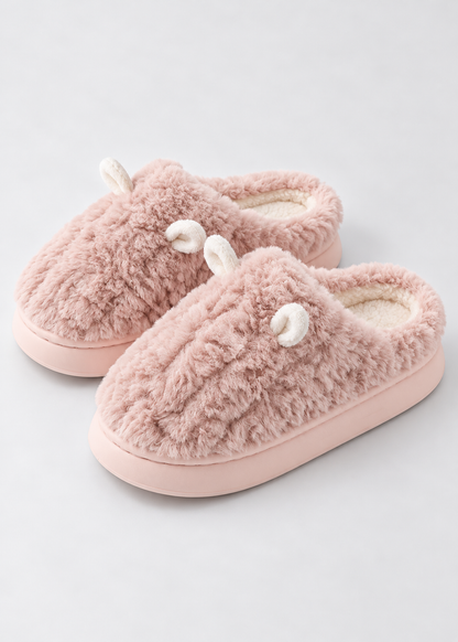 Women's Cotton Plush Slippers | Cartoon Design | Closed Toe | Non Slip EVA Sole | Steven & Levon