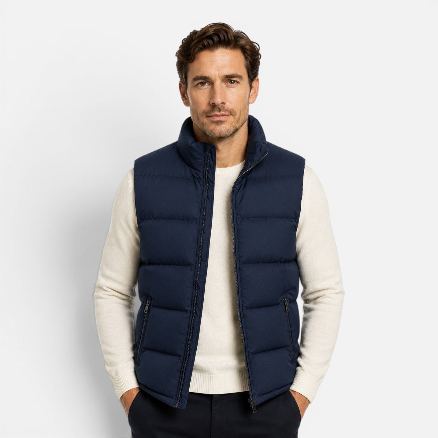 Men's Quilted Puffer Vest | Lightweight | Insulated | Zip Front | Warm Casual Outerwear | Steven & Levon