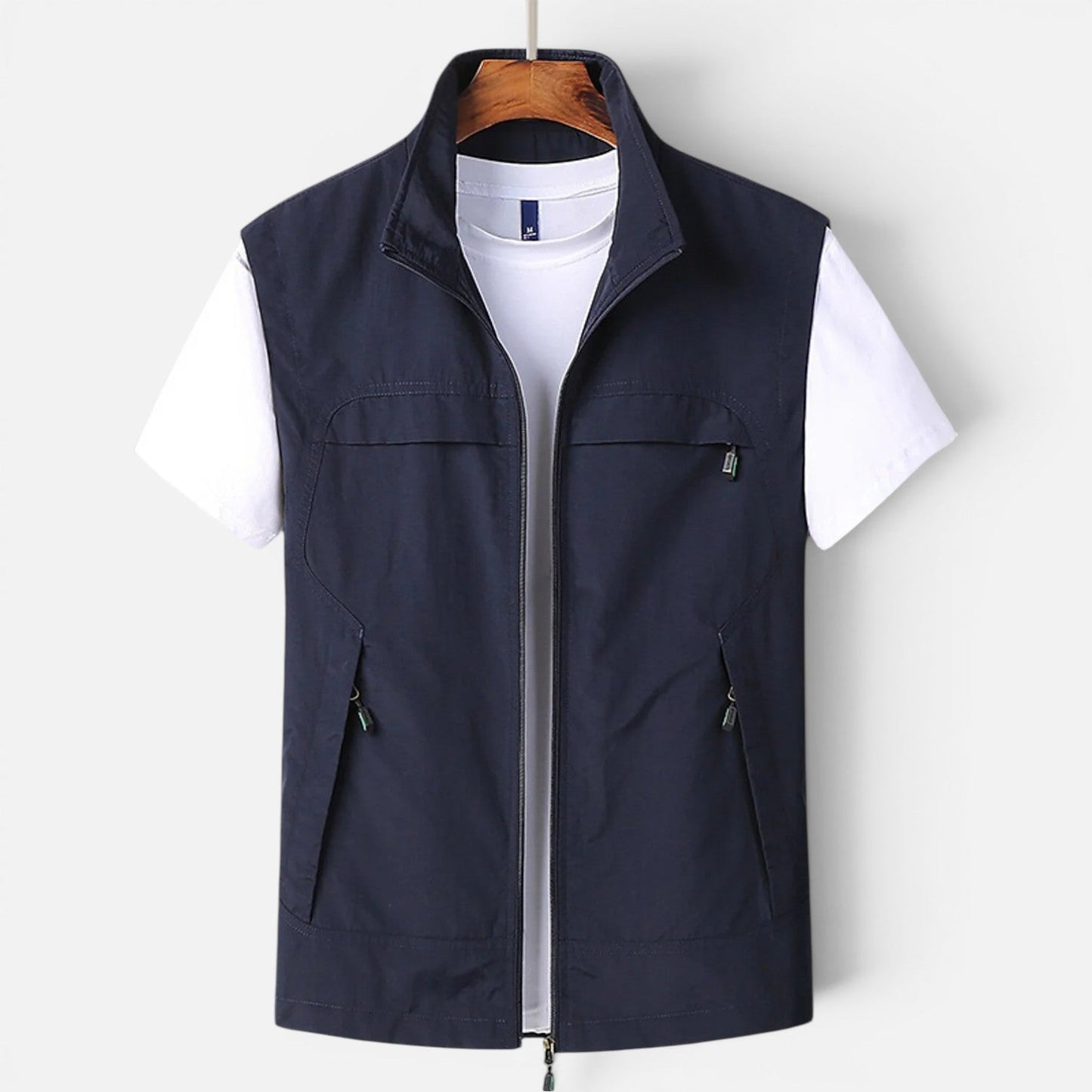 Men's Zip Gilet Vest | Lightweight | Stand Collar | Zip Front | Smart Casual Outerwear | Steven & Levon