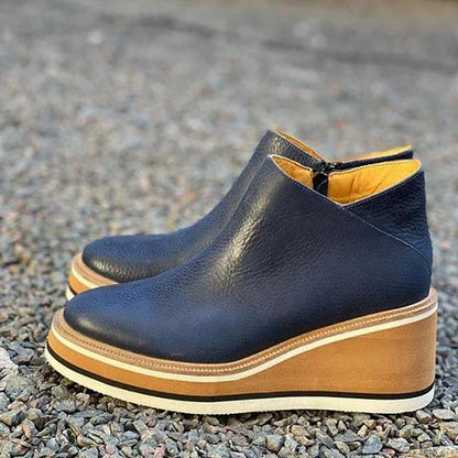 Platform Wedge Ankle Boots for Women | Side Zip | Chunky Platform Design | Steven & Levon