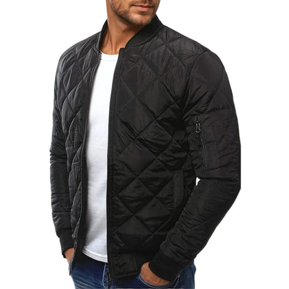 Men's Quilted Bomber Jacket | Men | Zip-Up | Baseball Collar Coat | Steven & Levon