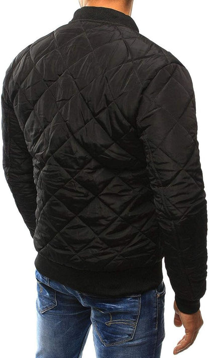 Men's Quilted Bomber Jacket | Men | Zip-Up | Baseball Collar Coat | Steven & Levon