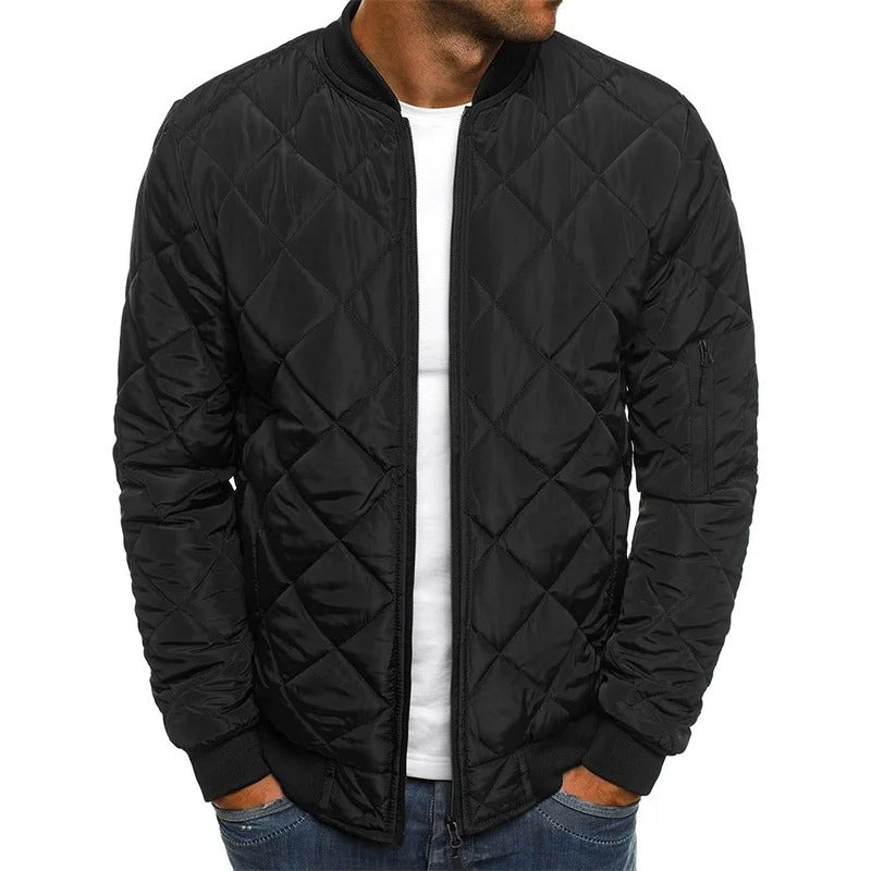 Men's Quilted Bomber Jacket | Men | Zip-Up | Baseball Collar Coat | Steven & Levon