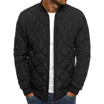 Men's Quilted Bomber Jacket | Men | Zip-Up | Baseball Collar Coat | Steven & Levon