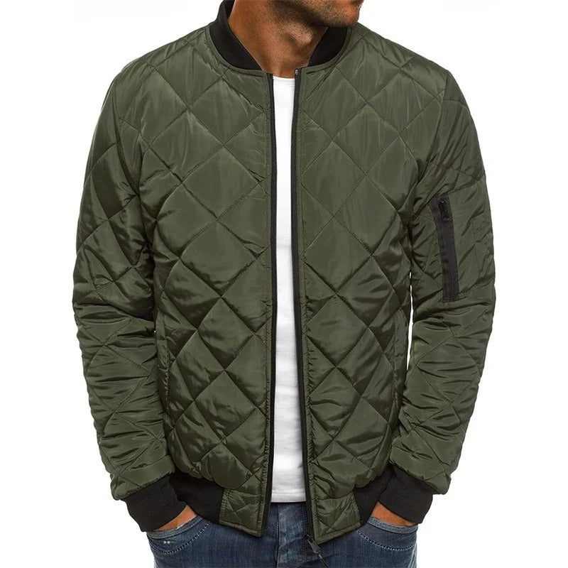 Men's Quilted Bomber Jacket | Men | Zip-Up | Baseball Collar Coat | Steven & Levon