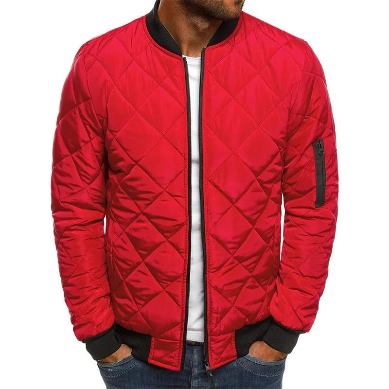 Men's Quilted Bomber Jacket | Men | Zip-Up | Baseball Collar Coat | Steven & Levon