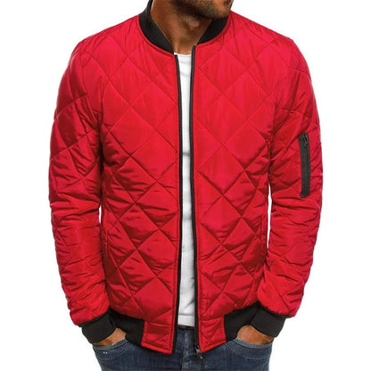 Men's Quilted Bomber Jacket | Men | Zip-Up | Baseball Collar Coat | Steven & Levon