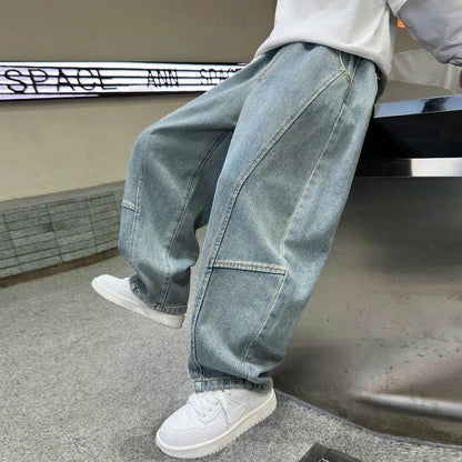 Boys Wide Leg Denim Jeans | Kids | Loose Fit | Straight Leg | Casual Everyday Pants | Steven & Levon