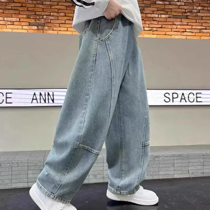 Boys Wide Leg Denim Jeans | Kids | Loose Fit | Straight Leg | Casual Everyday Pants | Steven & Levon