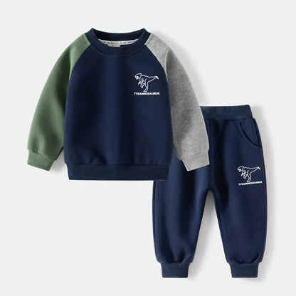 Braxon | Boys Tracksuit Set | Cotton Blend | Patchwork Sweater & Pants | 2-Piece Outfit | Steven & Levon