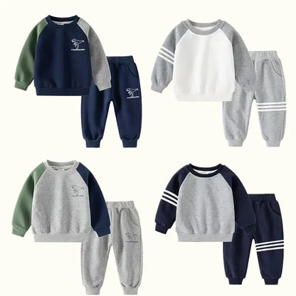 Braxon | Boys Tracksuit Set | Cotton Blend | Patchwork Sweater & Pants | 2-Piece Outfit | Steven & Levon