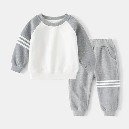 Braxon | Boys Tracksuit Set | Cotton Blend | Patchwork Sweater & Pants | 2-Piece Outfit | Steven & Levon
