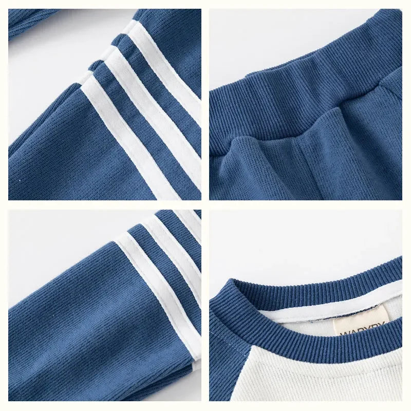 Braxon | Boys Tracksuit Set | Cotton Blend | Patchwork Sweater & Pants | 2-Piece Outfit | Steven & Levon