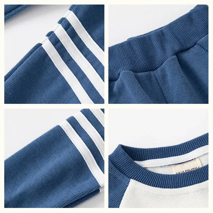 Braxon | Boys Tracksuit Set | Cotton Blend | Patchwork Sweater & Pants | 2-Piece Outfit | Steven & Levon