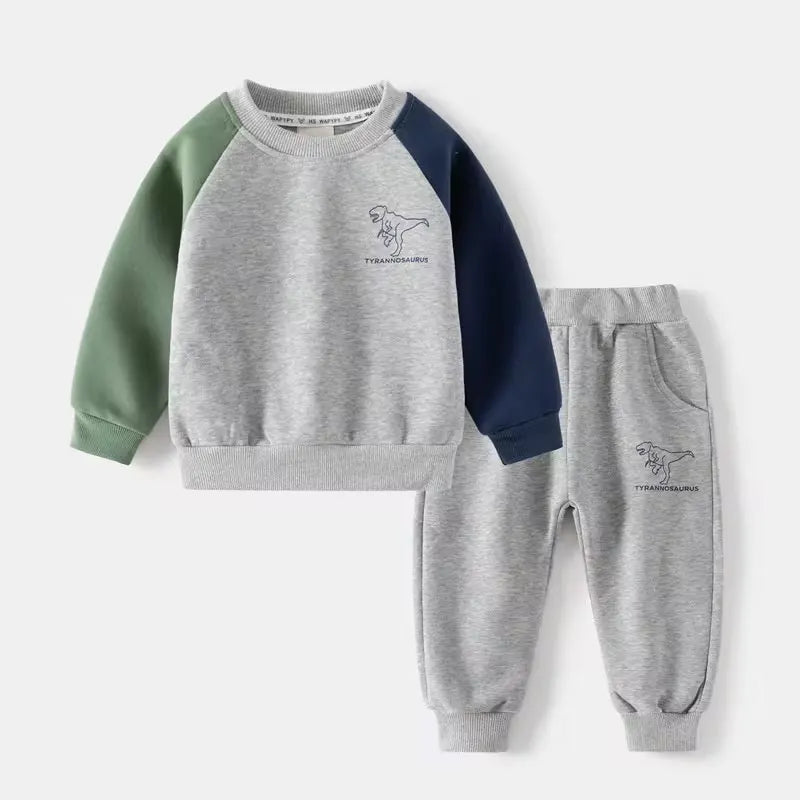 Braxon | Boys Tracksuit Set | Cotton Blend | Patchwork Sweater & Pants | 2-Piece Outfit | Steven & Levon