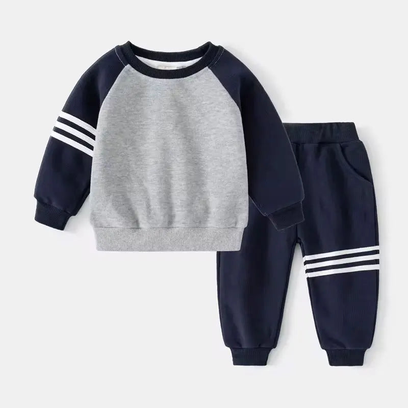 Braxon | Boys Tracksuit Set | Cotton Blend | Patchwork Sweater & Pants | 2-Piece Outfit | Steven & Levon