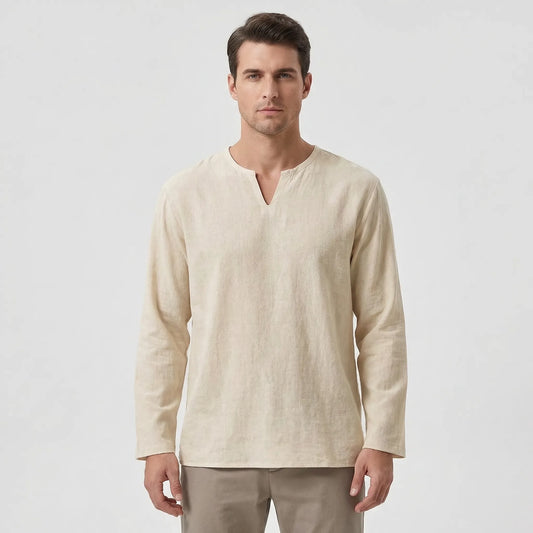 Breezon - Long Sleeve V-Neck Casual Shirt  Casual Everyday Wear