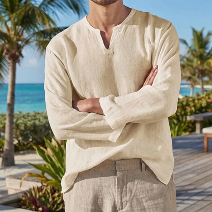 Breezon - Long Sleeve V-Neck Casual Shirt  Casual Everyday Wear