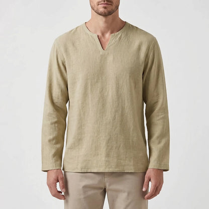Breezon - Long Sleeve V-Neck Casual Shirt  Casual Everyday Wear