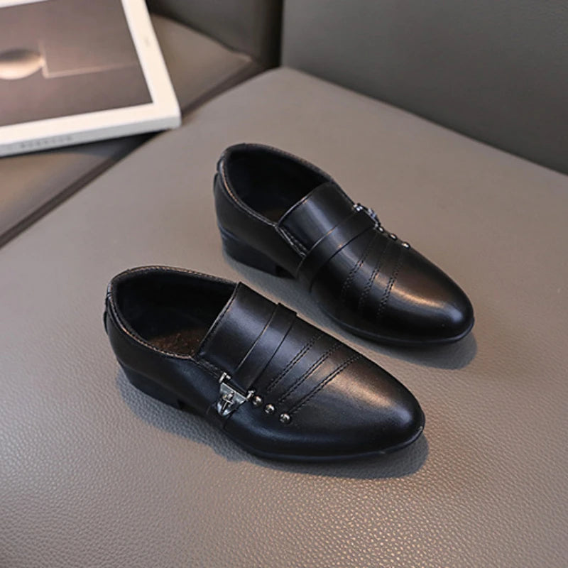 Kids Leather Loafers | Boys Formal School Shoes | Slip-On Smart Casual Shoes | Steven & Levon