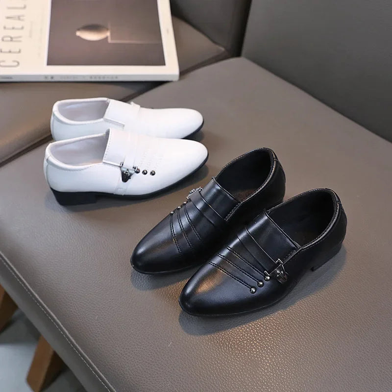Kids Leather Loafers | Boys Formal School Shoes | Slip-On Smart Casual Shoes | Steven & Levon