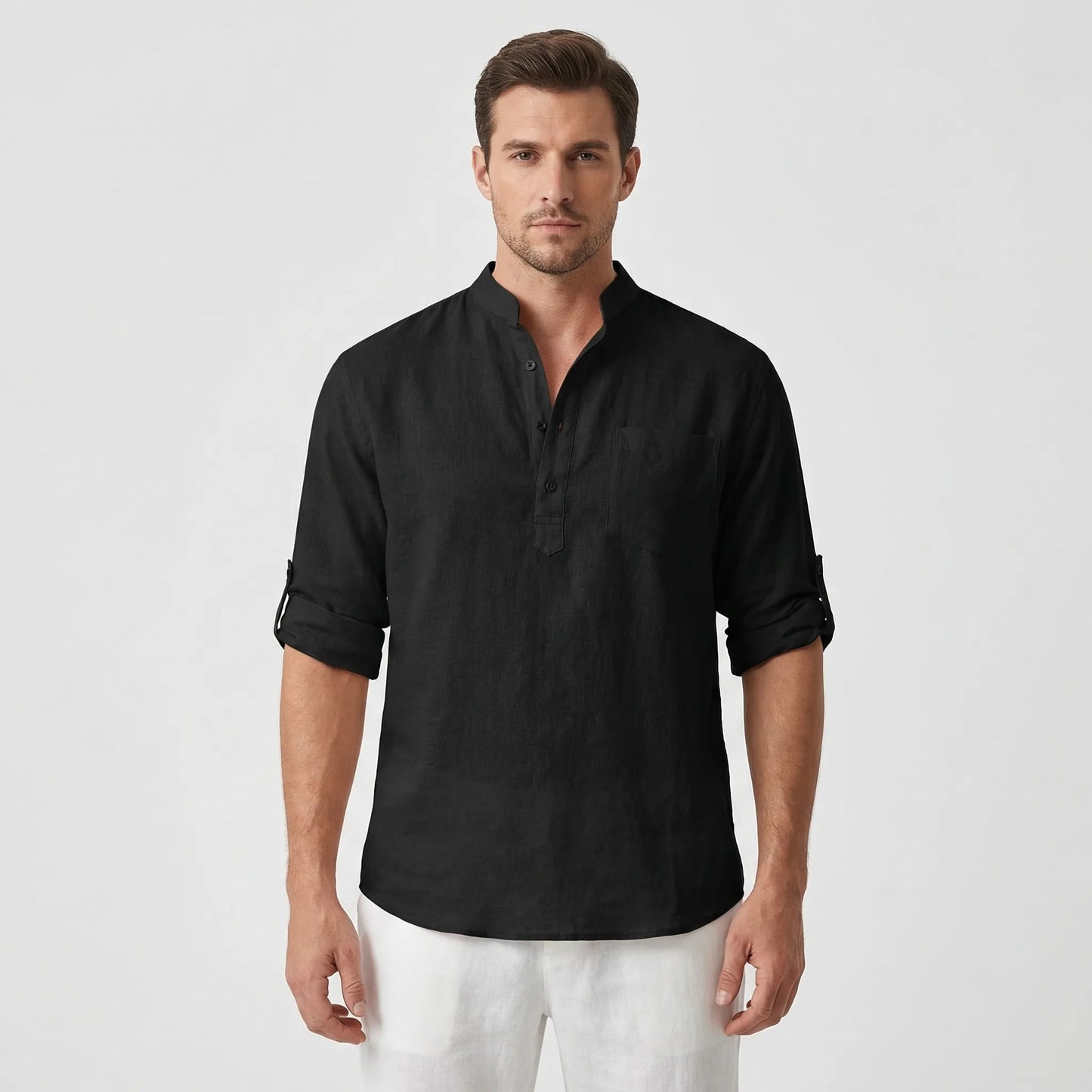 Brezalo - Loose-Fit Long Sleeve Casual Shirt  Relaxed Weekend Wear