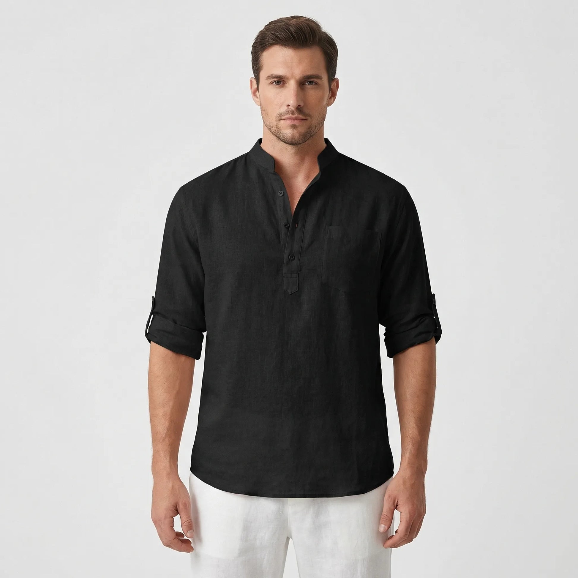 Brezalo - Loose-Fit Long Sleeve Casual Shirt  Relaxed Weekend Wear