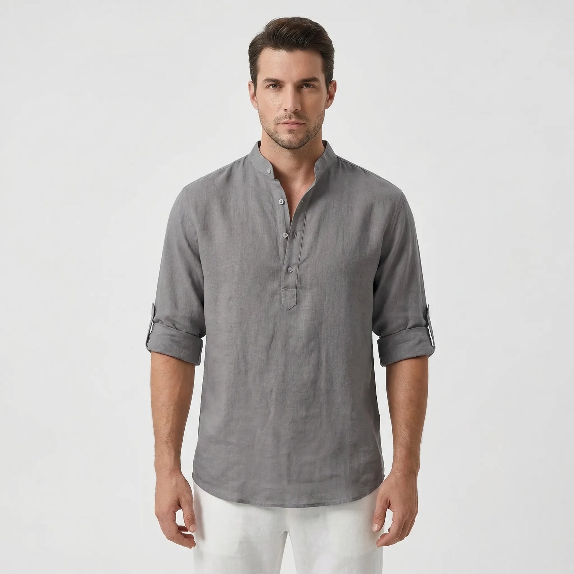 Brezalo - Loose-Fit Long Sleeve Casual Shirt  Relaxed Weekend Wear
