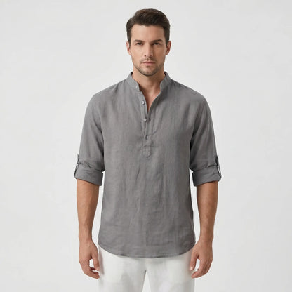 Brezalo - Loose-Fit Long Sleeve Casual Shirt  Relaxed Weekend Wear